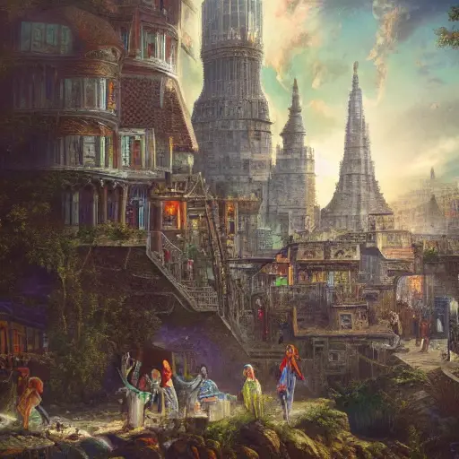 01208-2847468733-A realistic photo of the Babel tower, 4k, detailed, trending in artstation, fantasy vivid colors, photorealism, historical photo.webp